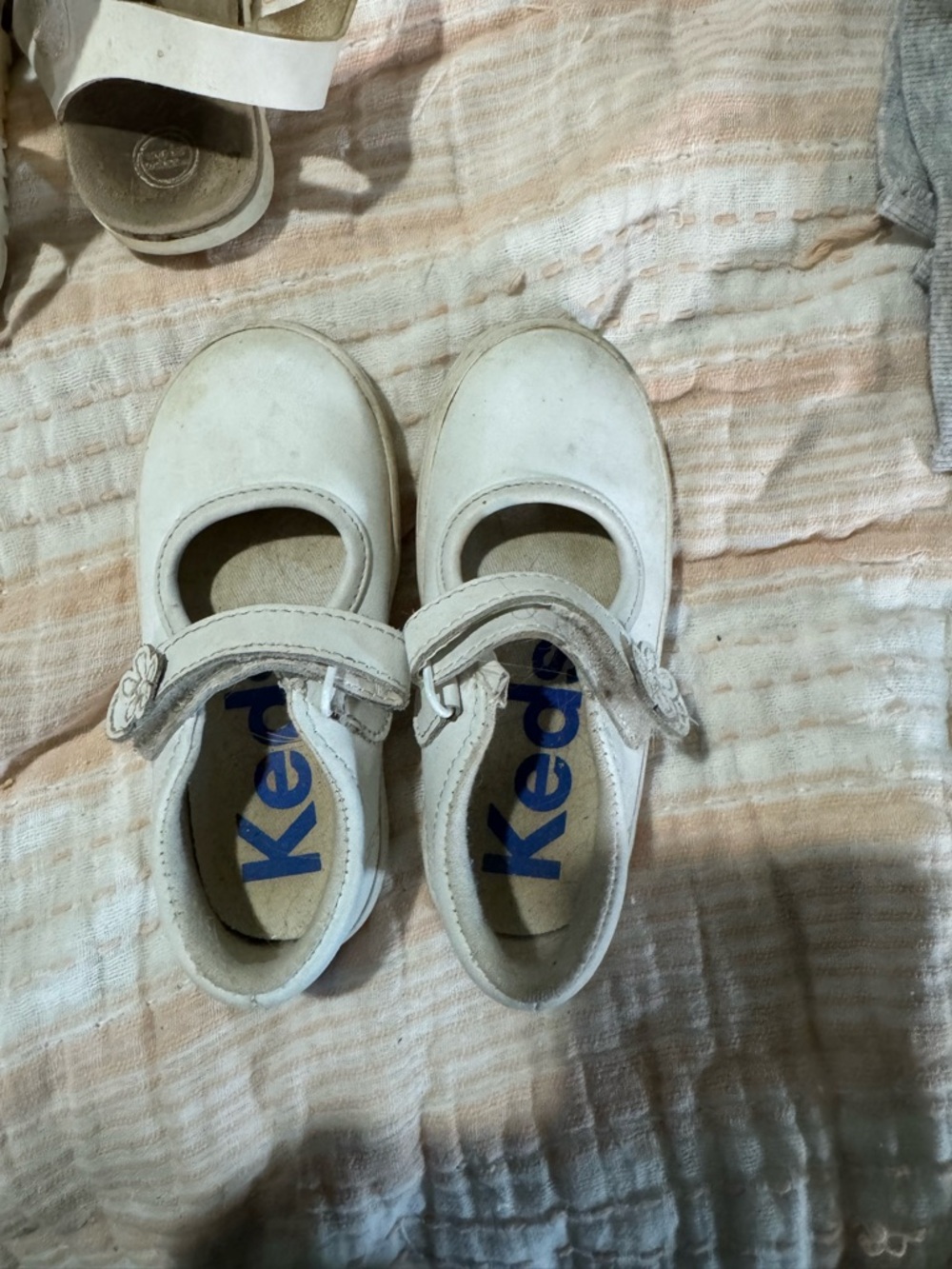 Keds Kids White Mary Jane with Flower Strap